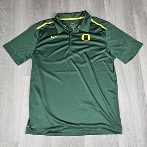 Oregon Ducks Nike DriFit Green Yellow Quarter Button Collared Polo Mens Large